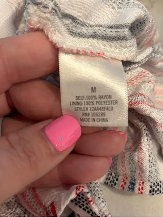 Jun & Ivy Striped Ruffle Tie-Front Cami Tank Top Womens Sz Medium White Red Blue - Picture 8 of 10